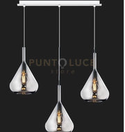 SOSPENSIONE BIANCO 3 LUCI RETTANGOLARE VETRI FUME 1177BI-S3 R-FU