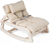 Sedia a Dondolo Bambini, Schienale Regolabile, con Cucino (Beige) | Sdraietta a Dondolo, Poggiatesta Rimovibile e Cintura 5 Punti, Portata 80 kg, per Bambini 6+ Mesi