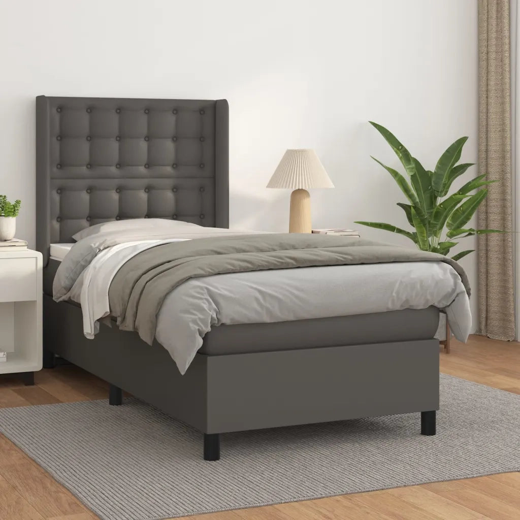 Giroletto a Molle con Materasso Grigio 100x200 cm in Similpelle