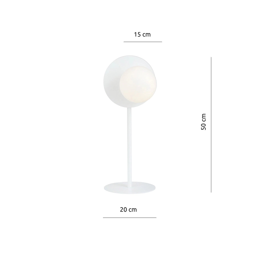 Lampada Da Tavolo Contemporanea Ippolita 1 Luce In Acciaio Bianco E Vetro Opalino