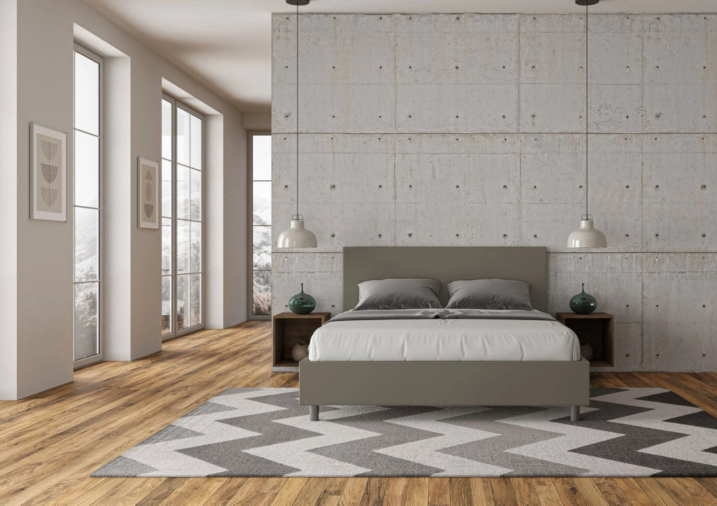 Letto matrimoniale senza rete imbottito 160x190 similpelle cappuccino Adele