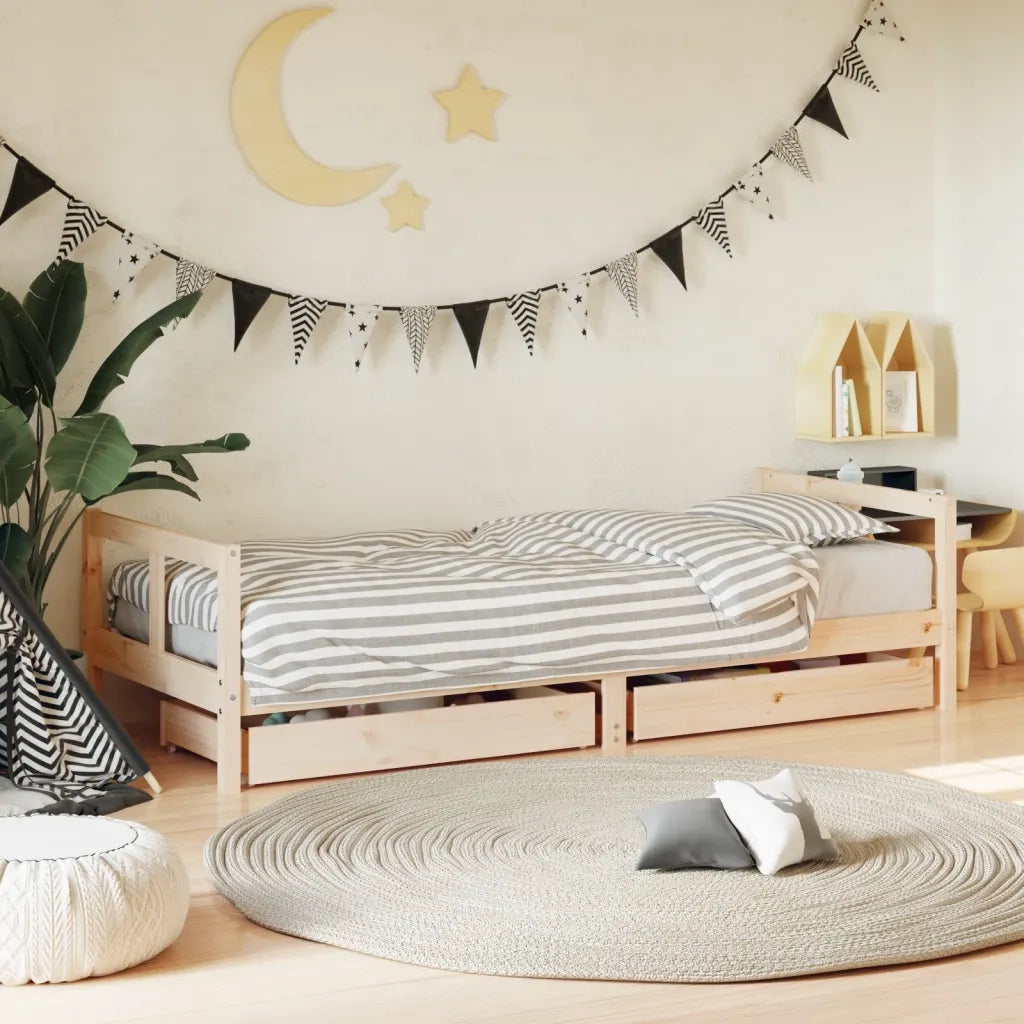 Giroletto Bambini | Letto Infantile | Lettino con Cassetti 80x200 cm Legno Massello di Pino
