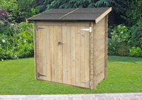 Casetta Box da Giardino per Attrezzi 155x85 cm con Porta Doppia Cieca in Legno Naturale