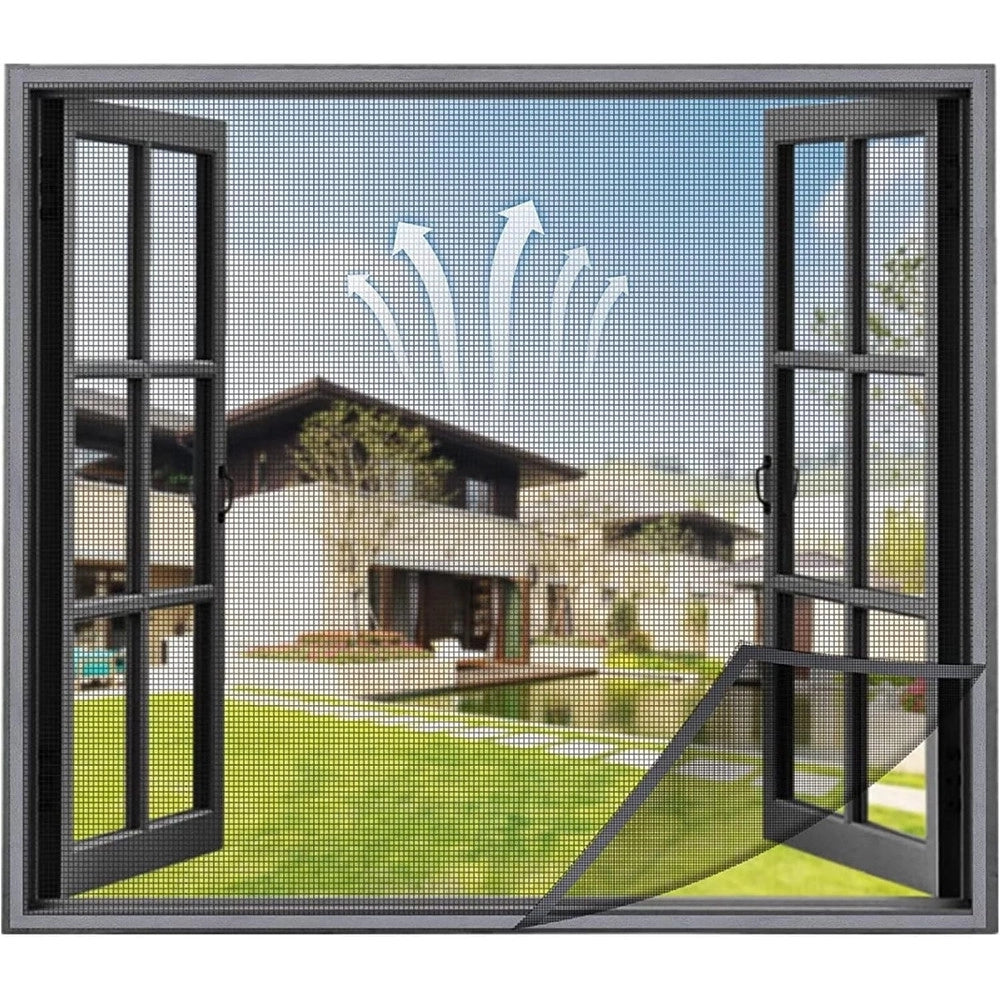 Trade Shop - Zanzariera Adesiva Velcro Per Finestra Nera 150x200cm Protezione Dagli Insetti 614346 -