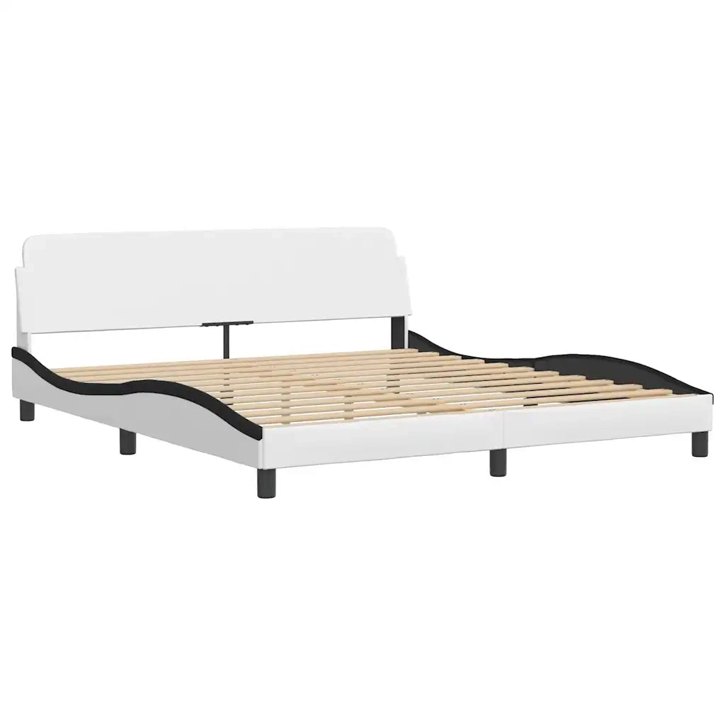Giroletto-Struttura Letto Dover Bianco e Nero 180x200 cm in Similpelle
