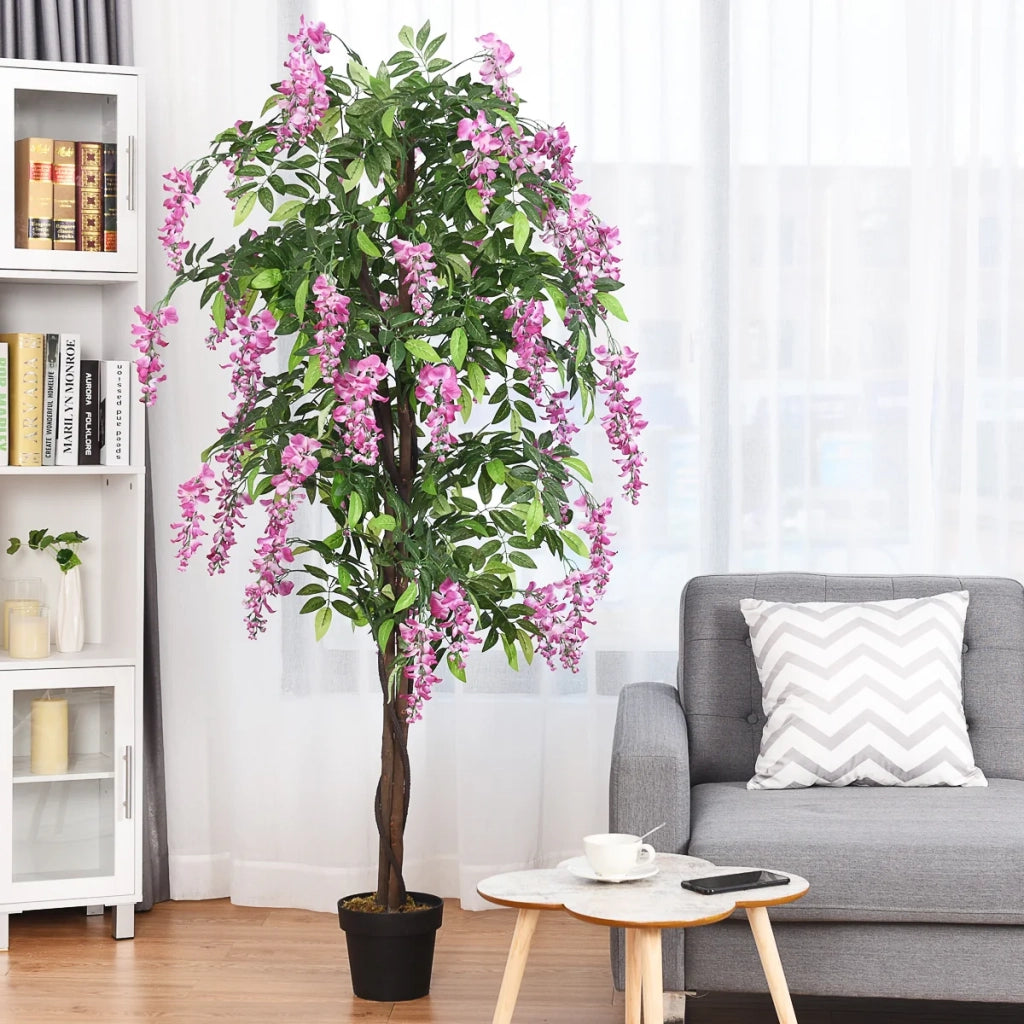 Pianta artificiale 180 x 17 cm per la decorazione di interni ed esterni facile da pulire stile moderno plastica rosa 20_0013152
