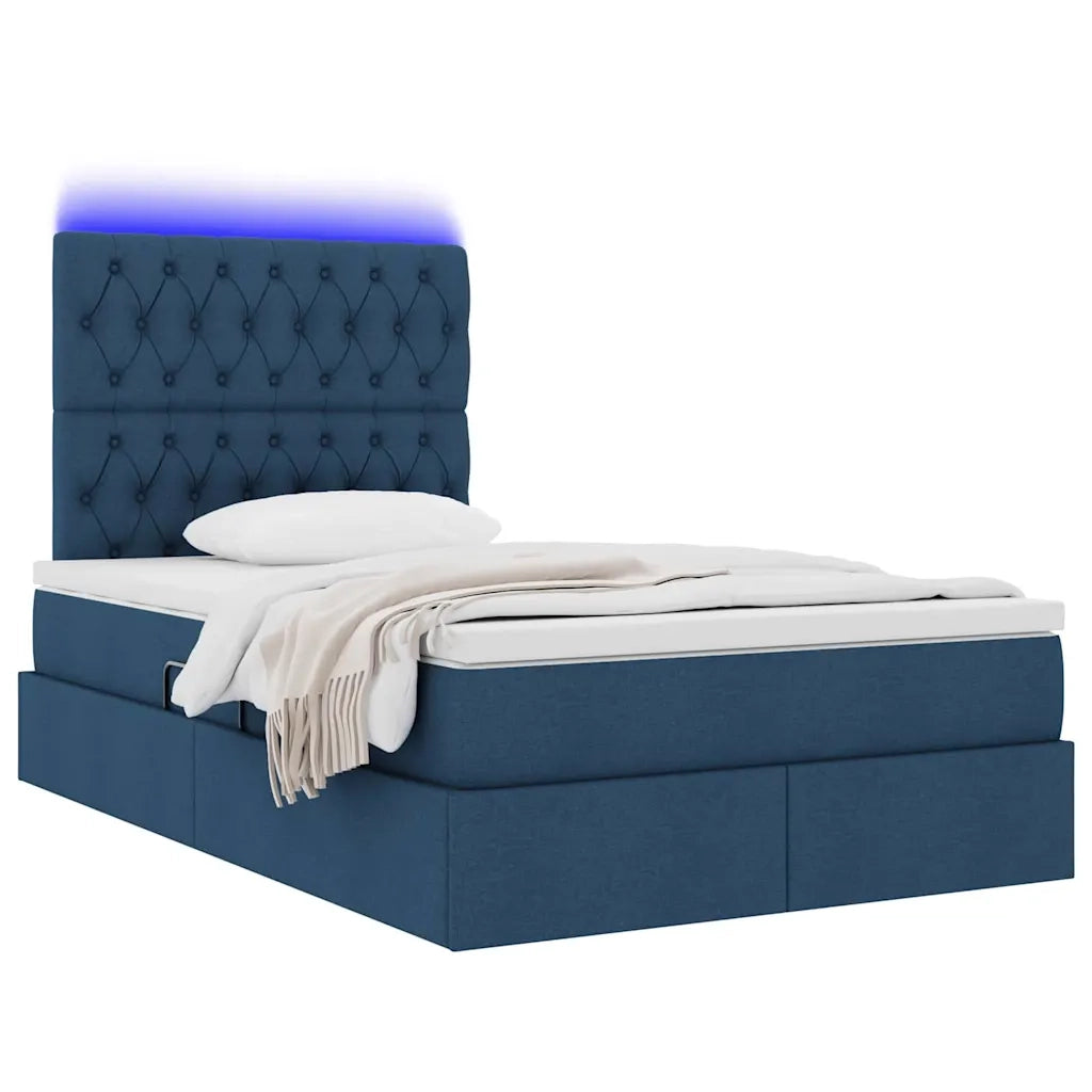 Letto con contenitore e LED con led Blu 120 x 200 cm Poliestere