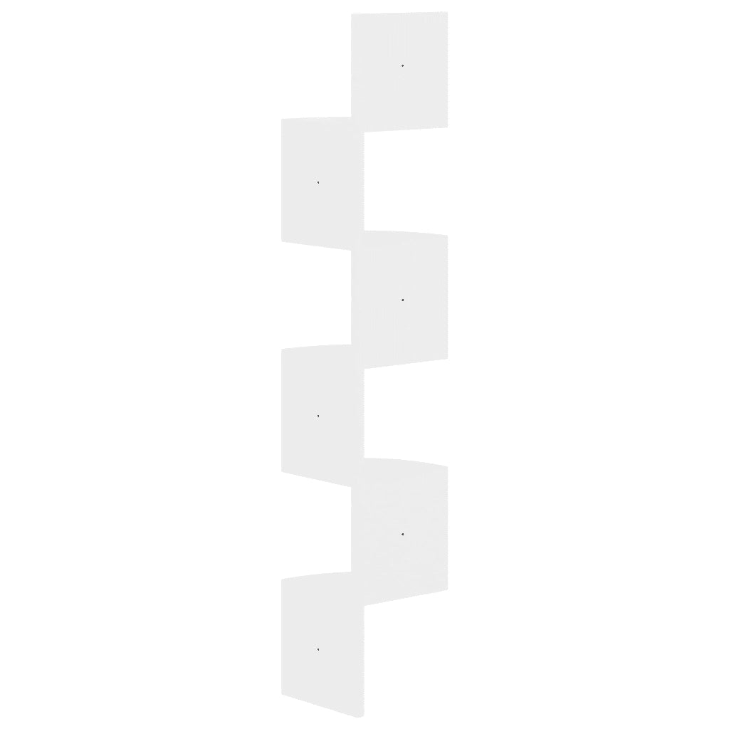 Scaffale Angolare a Muro Bianco Lucido 19x19x123 cm Multistrato 326837