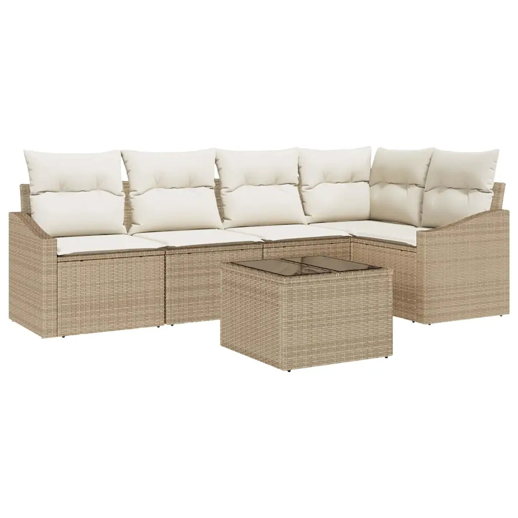 Set di divani con cuscino 6 pcs Beige polyrattan