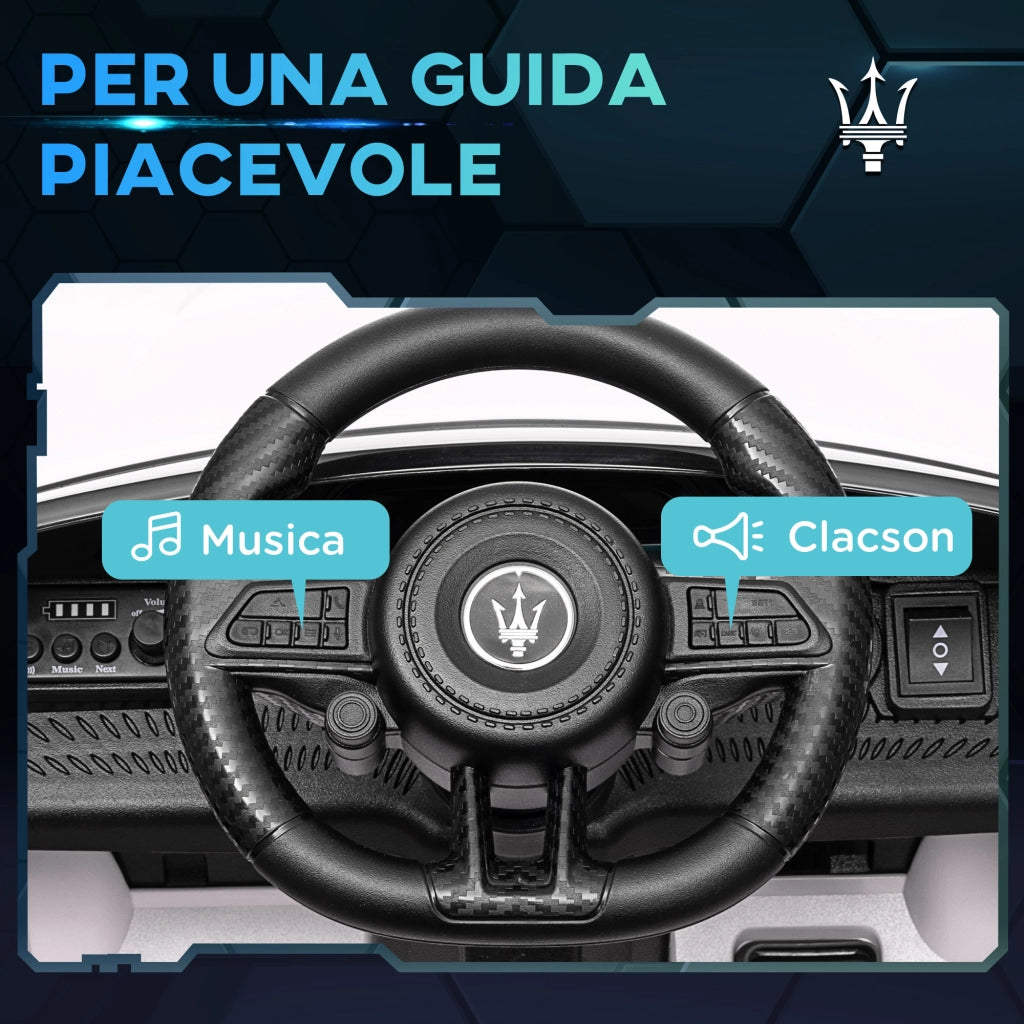 Macchina per Bambini 12V Maserati Gran Turismo Folgore con Telecomando, Et¨¤ 3-5 Anni, Bianco
