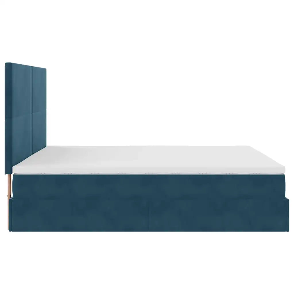 Pouf Letto con Materassi e LED Blu Scuro 200x200cm Velluto 3314274