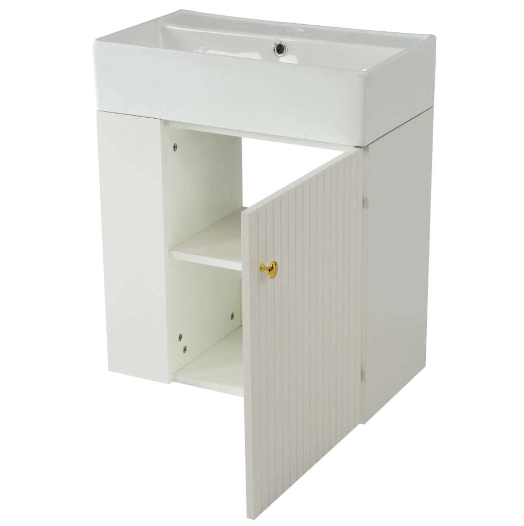 Mobile bagno compatto con lavabo in ceramica 69x52x32 cm; bianco