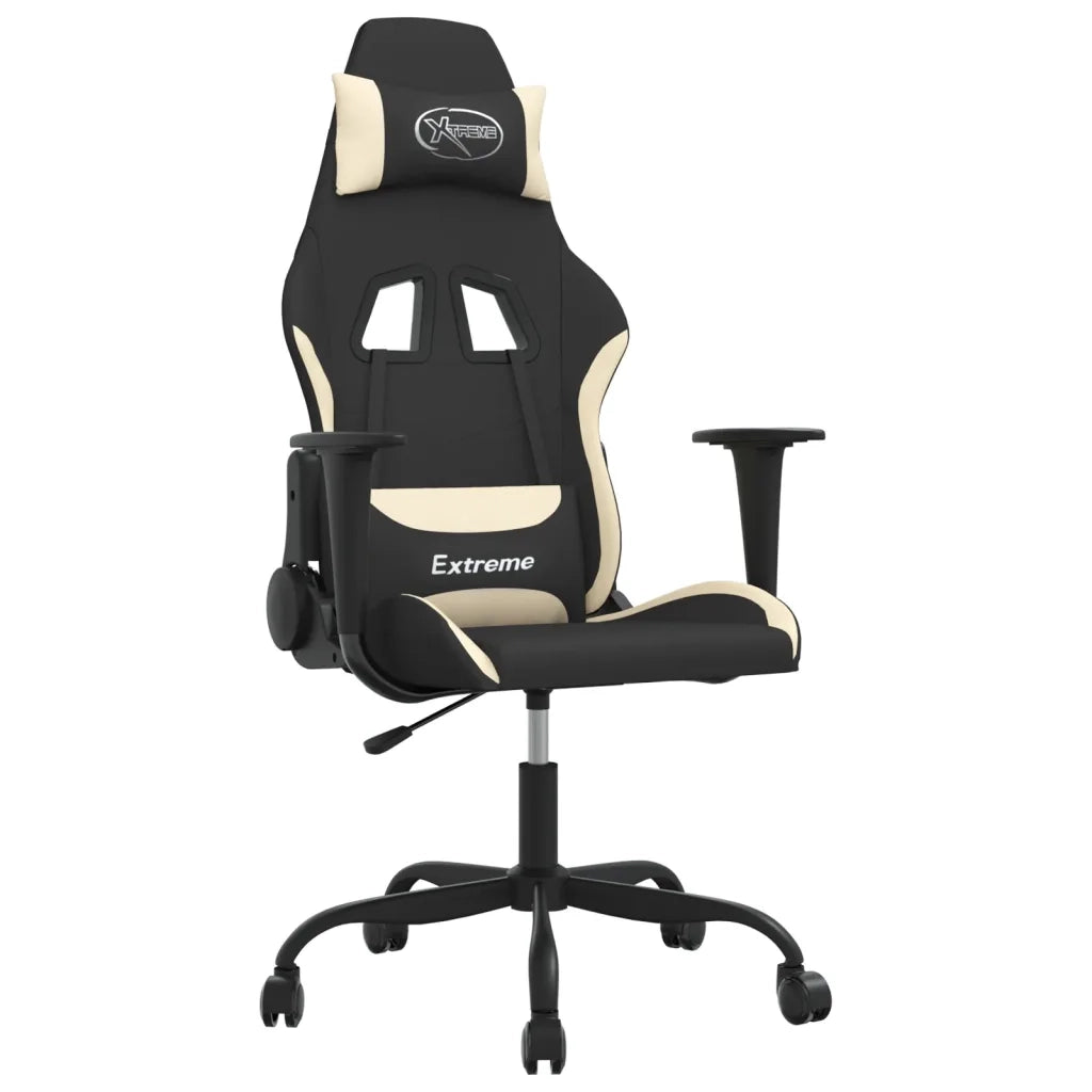 vidaXL Sedia da Gaming Nero e Crema in Tessuto