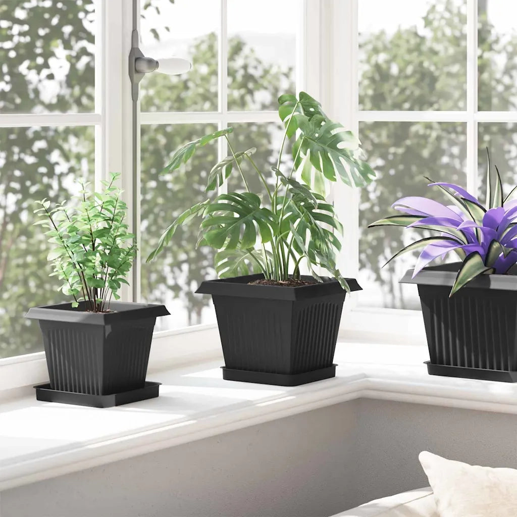Vasi per Piante 6 pcs Nero 20 x 20 x 16 cm Plastica 3403298