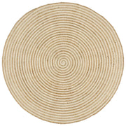 Tappeto Lavorato a Mano in Juta Design a Spirale Bianco 120 cm cod mxl 73026