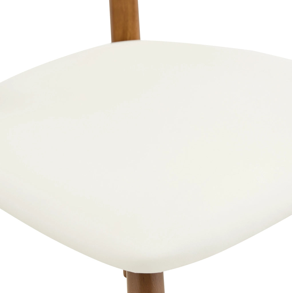 Set di 2 sedie da pranzo con schienale ergonomico; seduta imbottita in legno bianco