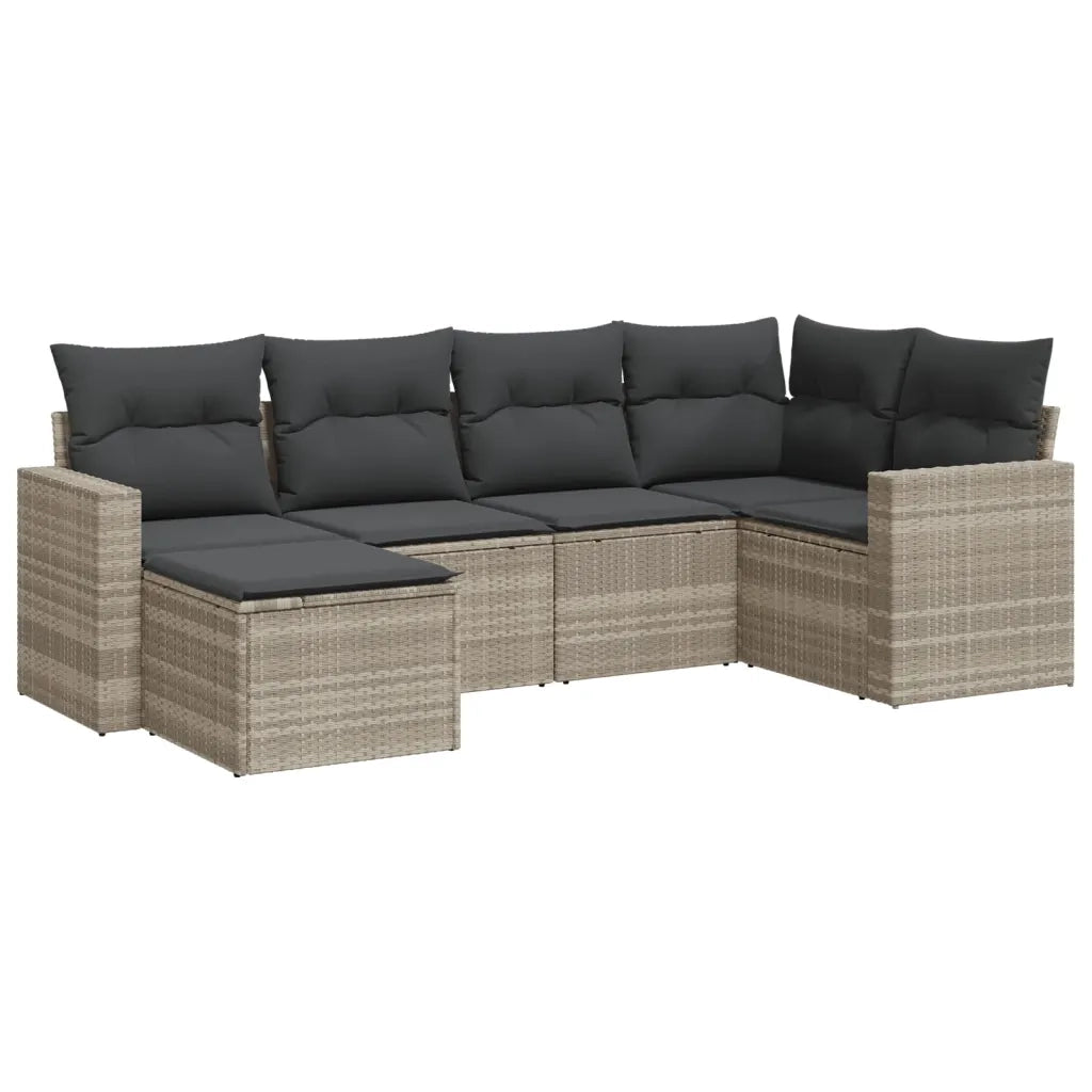 Set Divano da Giardino 6pz con Cuscini Grigio Chiaro Polyrattan 3219252