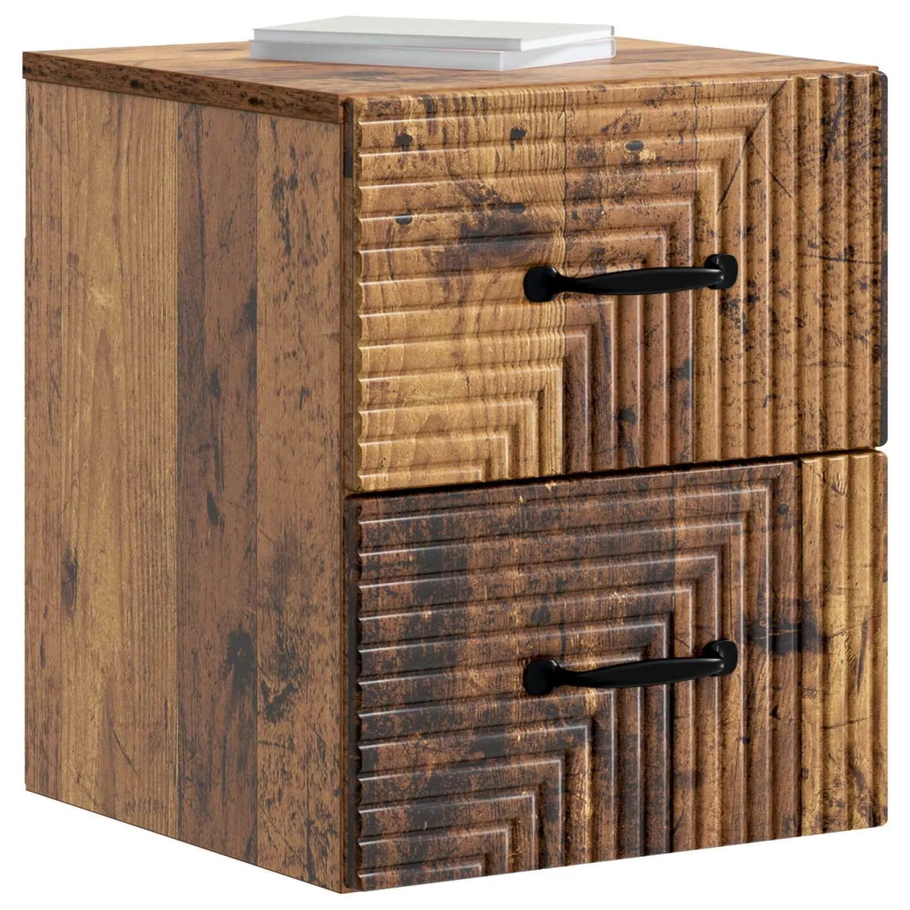 Mobiletto da notte a muro 2 pcs Legno antico 34,5 x 33 x 40 cm 898652