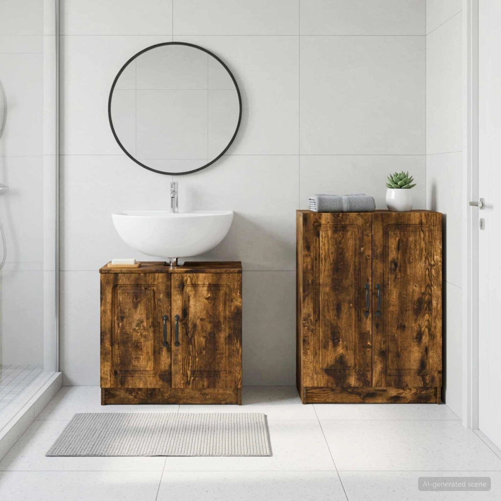 Set di Armadi da Bagno da 2 Pezzi UTRECHT Rovere Fumo 3417653