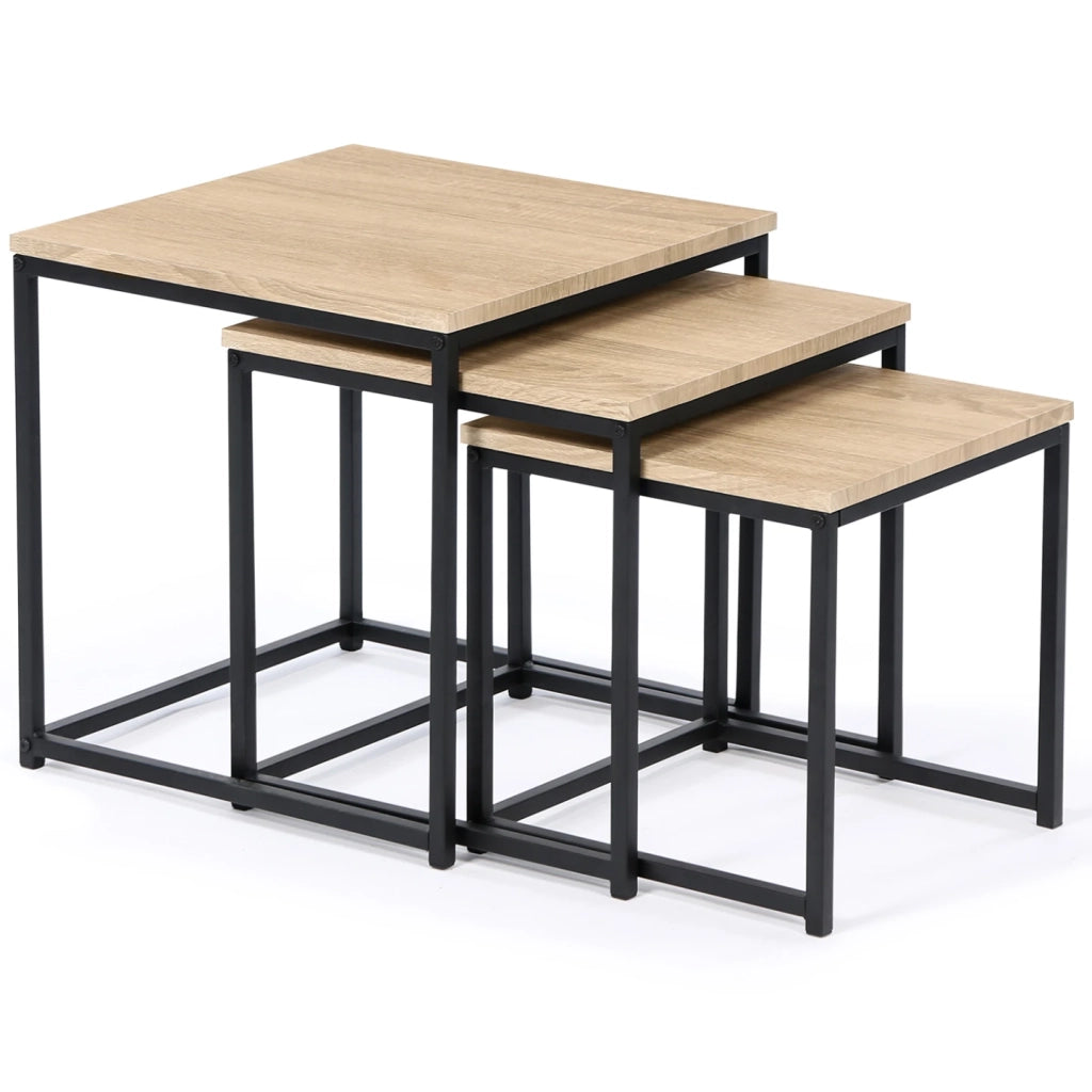 IDMarket - Set di 3 tavolini bassi 35/40/45 con design industriale DETROIT
