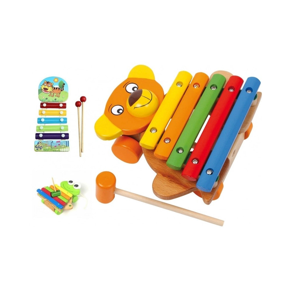 Trade Shop - Xilofono 5 Piastre In Legno Sonoro Musica Bambino Bimbi Musica Giocattoli -