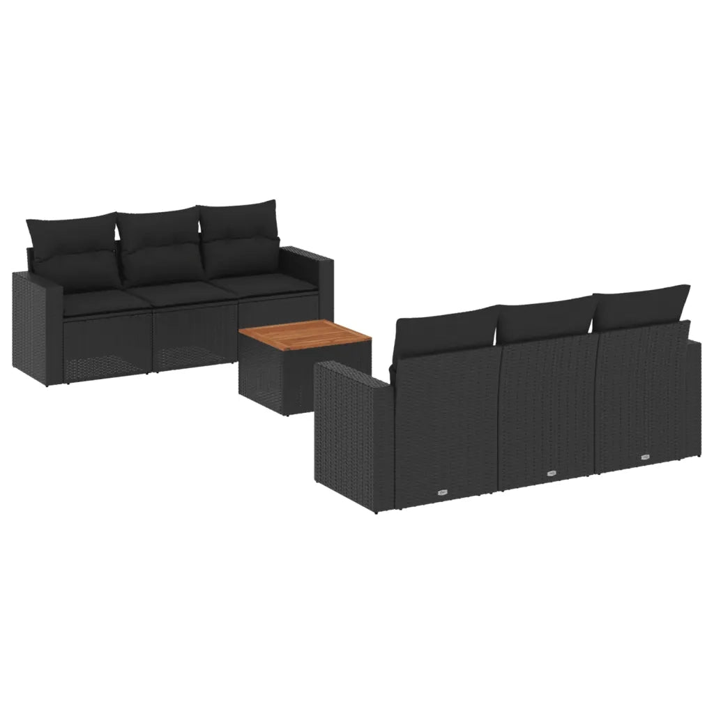 Set Divani da Giardino con Cuscini 7pz Nero Polyrattancod mxl 113137