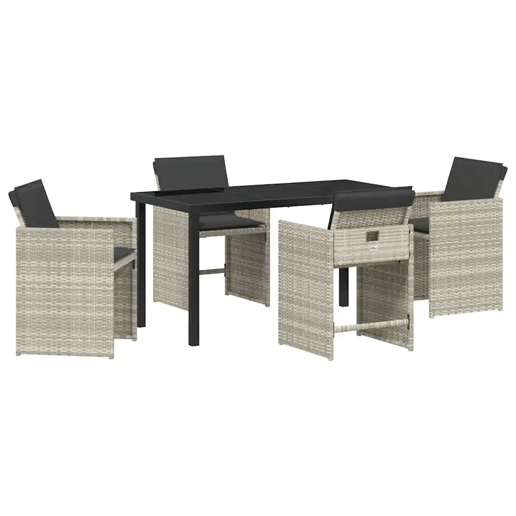 Set da Pranzo per Giardino 5 pcs Grigio chiaro polyrattan 3379993