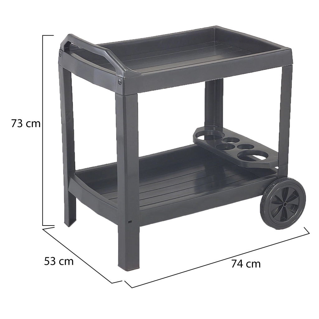 Chidester, Carrello 2 Ripiani Made in Italy, 53x74x73h cm Nero Antracite