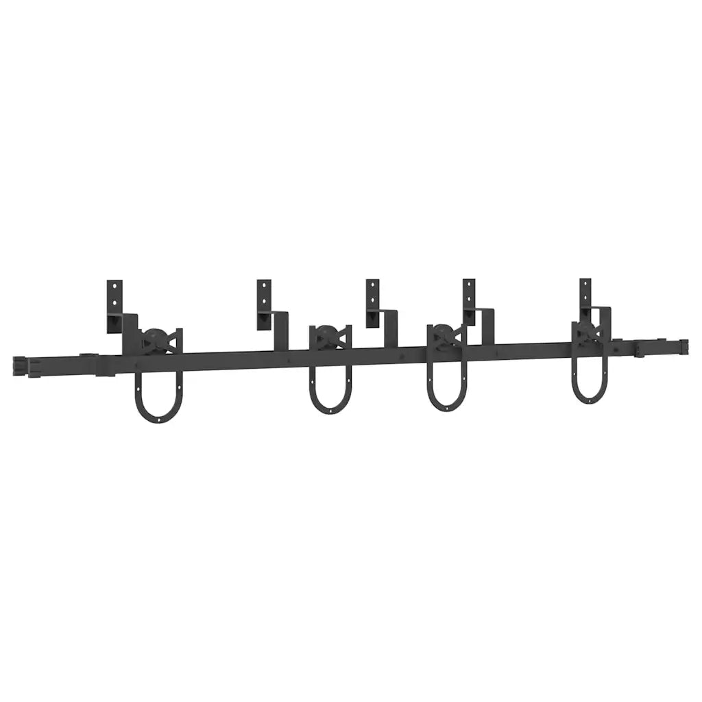 Kit di Binari per Porte Scorrevoli 200 cm Acciaio Nero 3295738