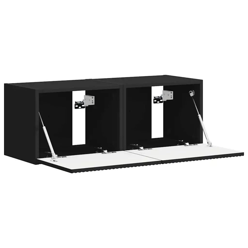 Mobile TV da parete 2 pz-Set di 2 Mobile TV a Muro-Credenza TV Nero 60 x 31 x 29.5 cm 273340