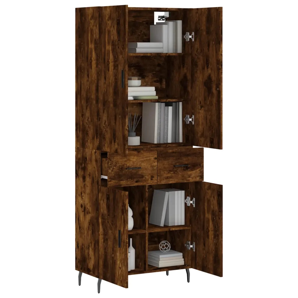vidaXL Credenza Rovere Fumo  69,5x34x180 cm in Legno Multistrato