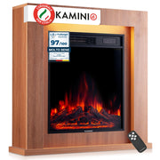 KAMINIO Camino elettrico MATTI - Caminetto da pavimento con riscaldamento, effetto fiamma 3D, luce ambiente a LED, telecomando - 32 pollici, Querica