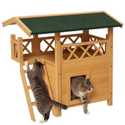 Casetta per Gatti 2 Livelli con Balcone ¨C zephmum ¨C 77x50x73 cm