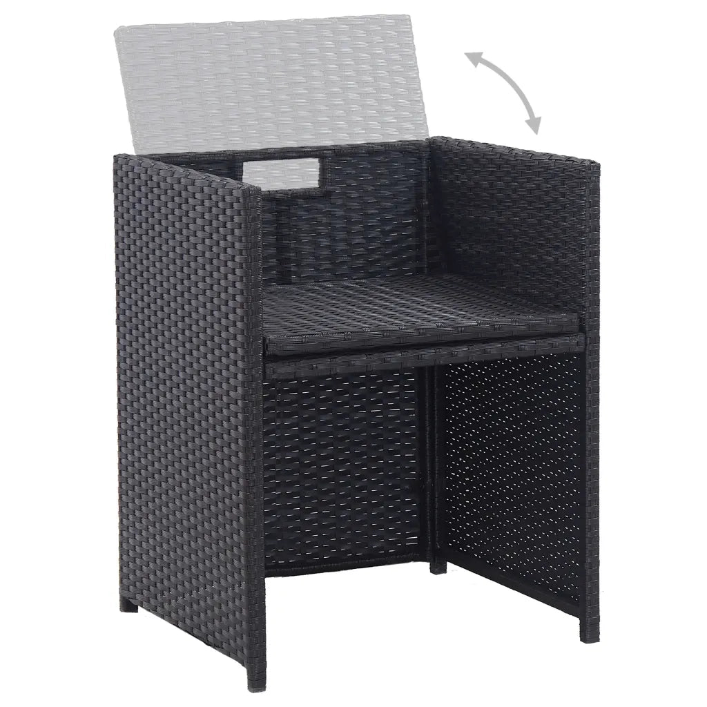 Set da Pranzo da Giardino 15 pz con Cuscini in Polyrattan Nero 46425