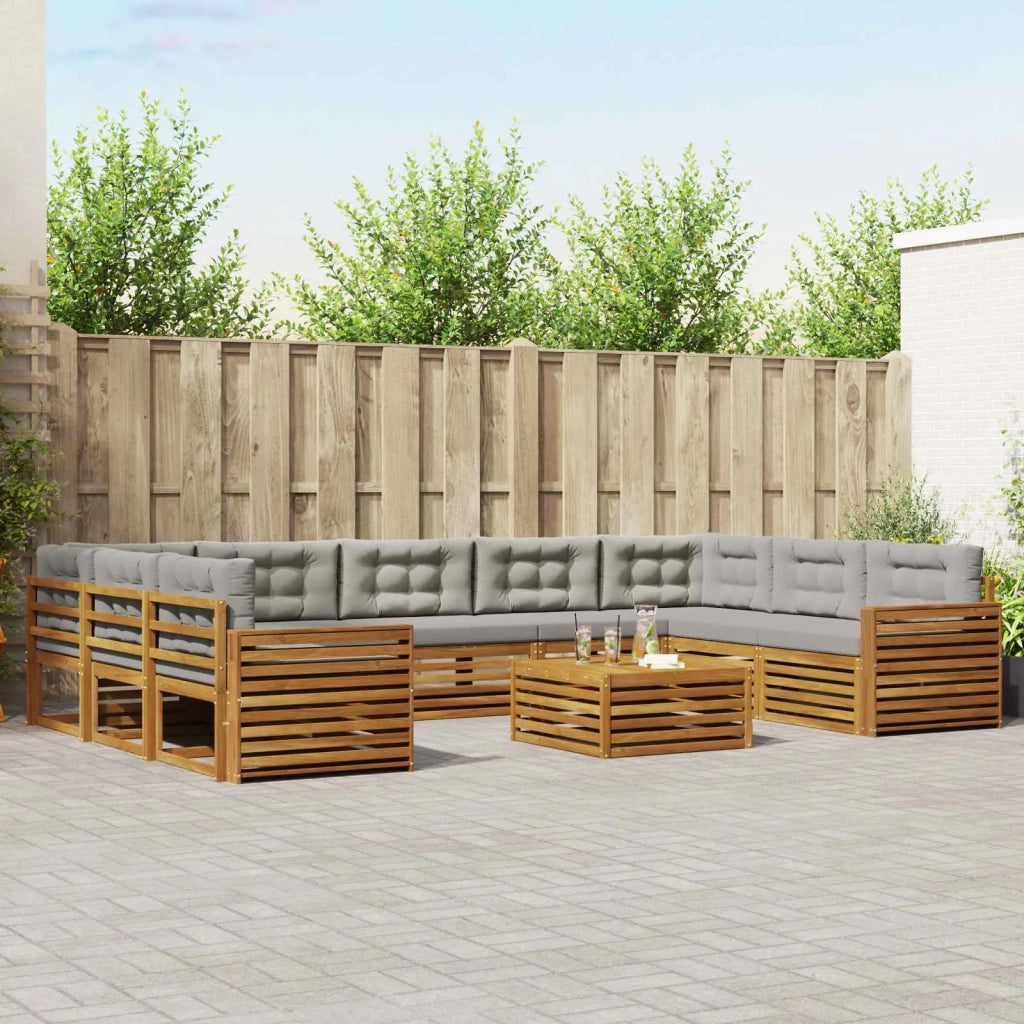 Set di divani da esterno 10 pcs Grigio Naturale e Chiaro 3374176