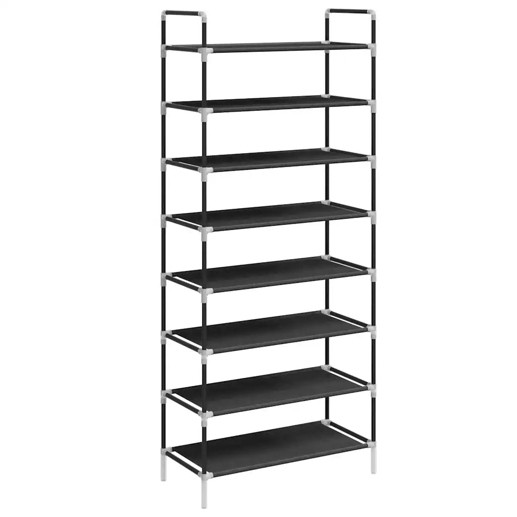 Scarpiera con 8 Ripiani Metallo e Tessuto Non Tessuto Nero cod mxl 53186