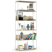 Scaffale stilo loft con ripiani in legno 80 cm Bianca 80 cm inserto frontale Quercia Artisan 80x32x192 cm