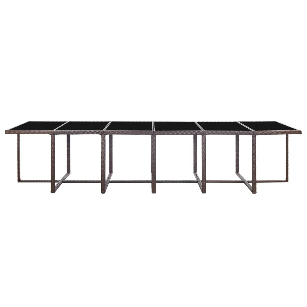 Set da Pranzo da Giardino 17 pz con Cuscini Polyrattan Marrone cod mxl 38888