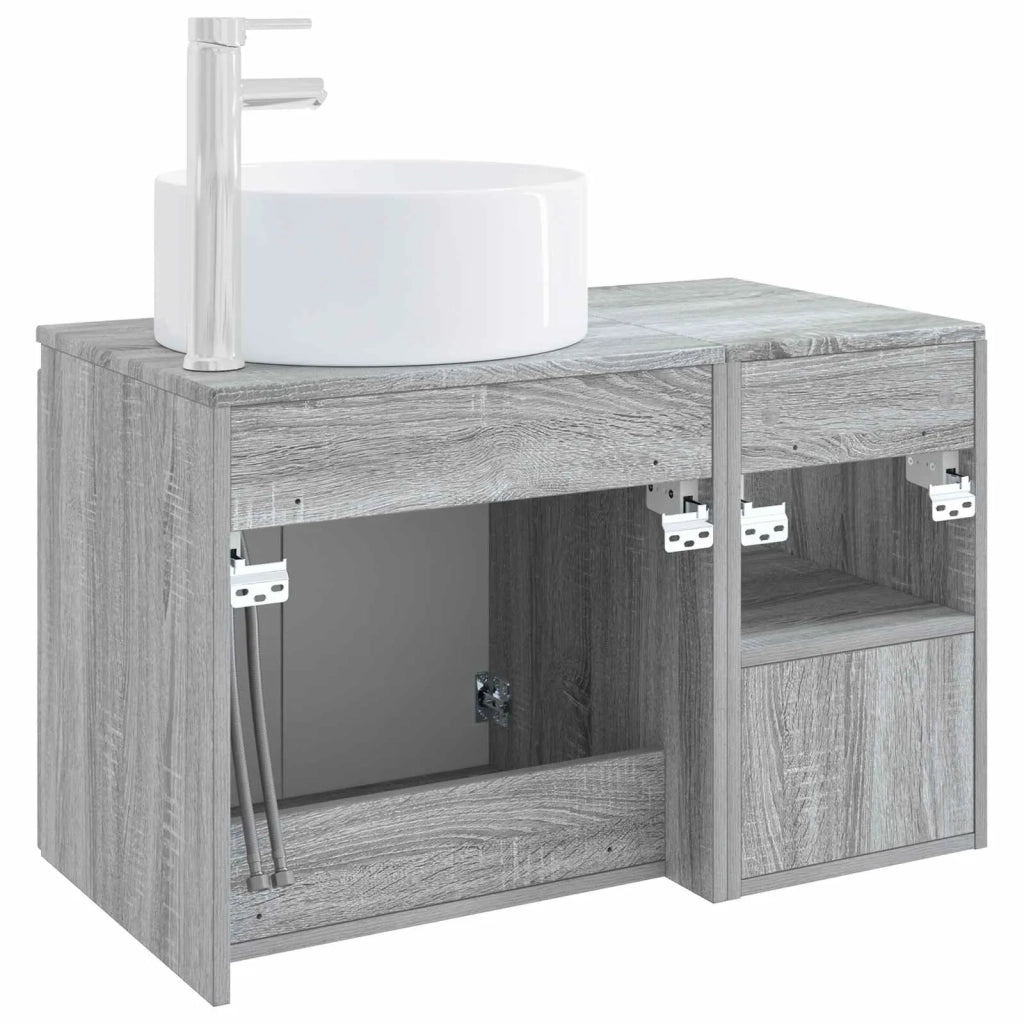 Set di mobili per il bagno 2 pz Sonoma grigio 3404110