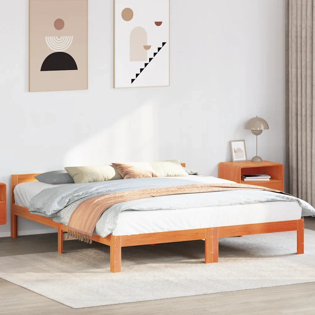 Giroletto senza Materasso Marrone Cera 160x200 cm Legno di Pino 859231