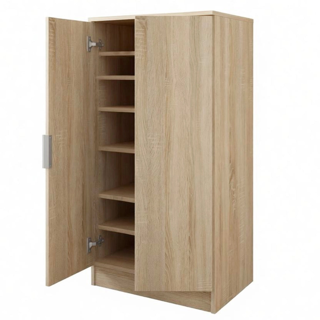 Mobile Porta Scarpe Armadio Multiuso Con 2 Ante E 6 Ripiani Estraibili Scarpiera Salvaspazio Design Moderno Minimal Per Ingresso Corridoio Camera Ripostiglio 108 X 55 X 39.6 Cm Rovere