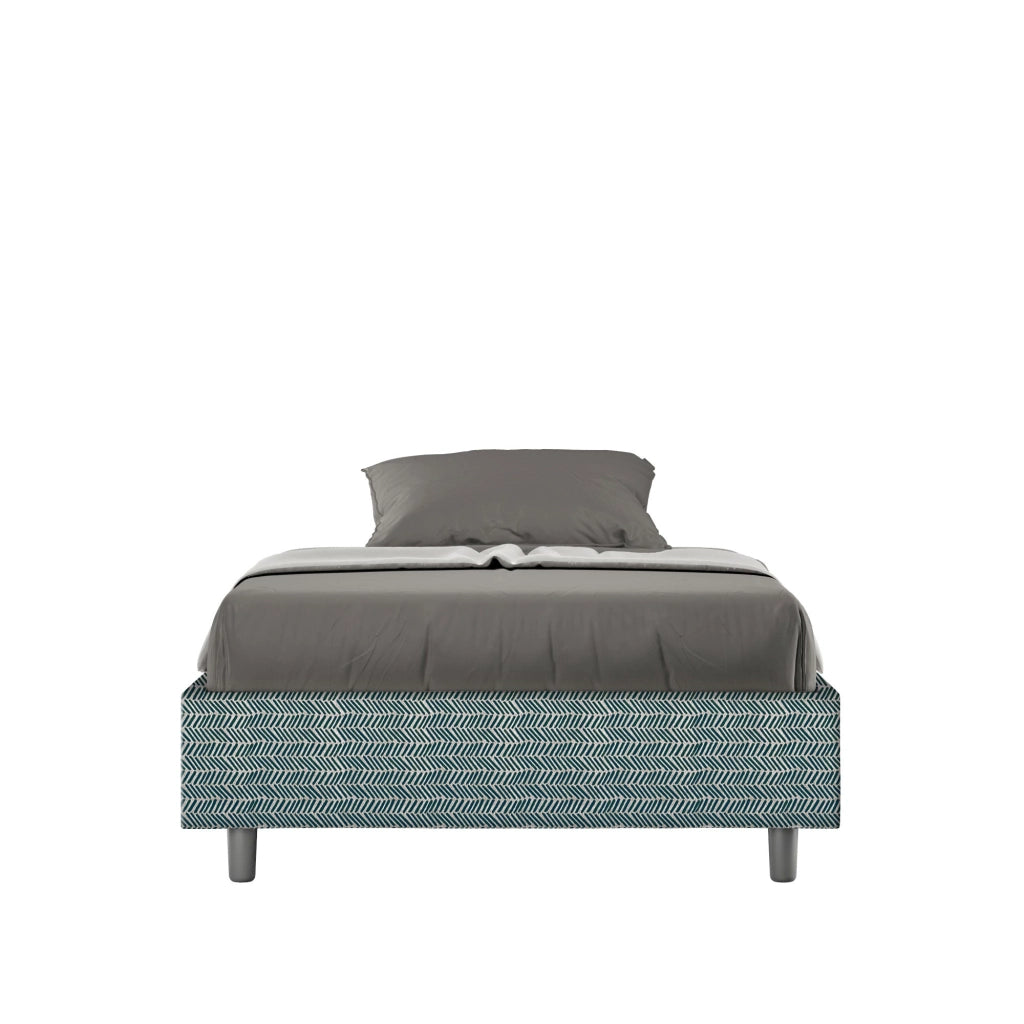 Letto 1 Piazza e Mezzo Sommier 120x200 cm con Rete e Contenitore Azelia Aragona 8 Blu