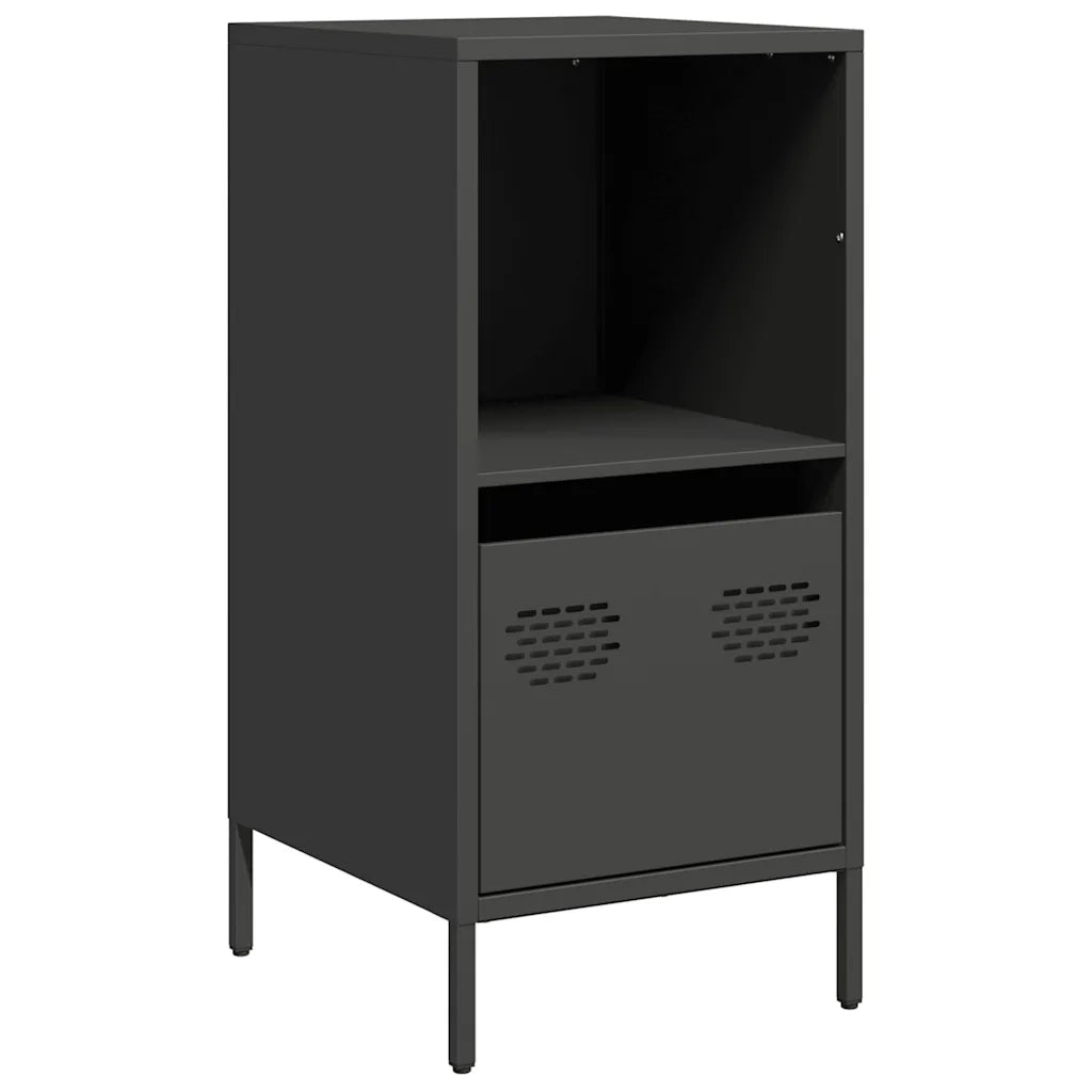 Credenza Nera 35x39x73,5 cm in Acciaio Laminato a Freddo