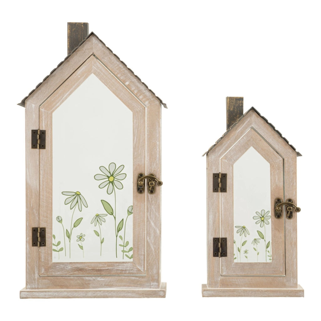 Set di due lanterne Home Flower in legno e vetro