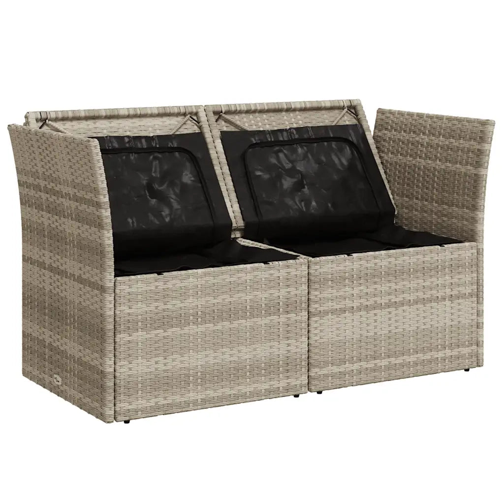 Divano da Giardino con Cuscini 2 Posti Grigio Chiaro Polyrattan