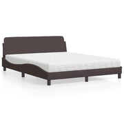 Letto con Materasso Dover Marrone Scuro 160x200cm Tessuto 3208427