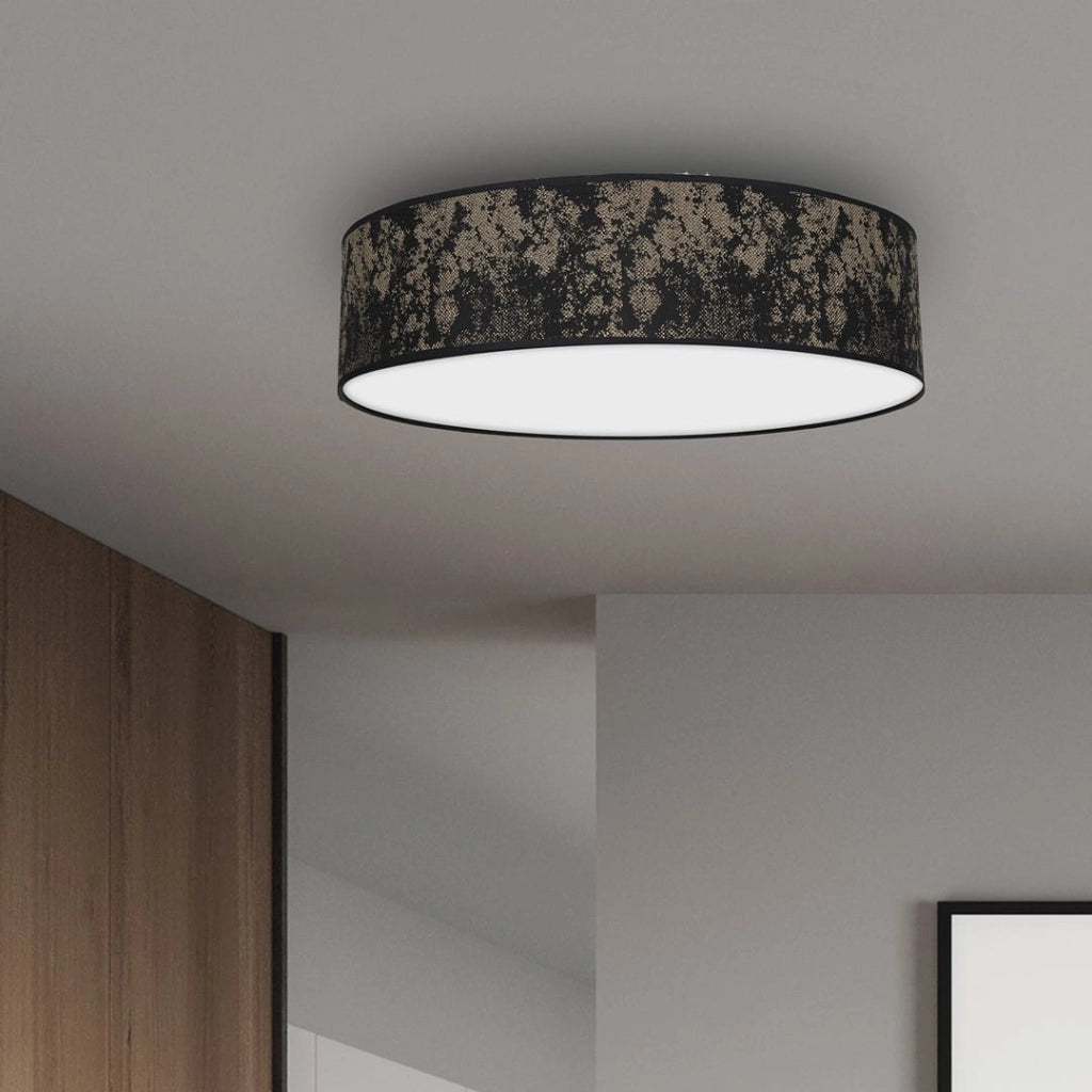 Plafoniera Milagro Satino rotonda nera in tessuto 3xE27 50cm