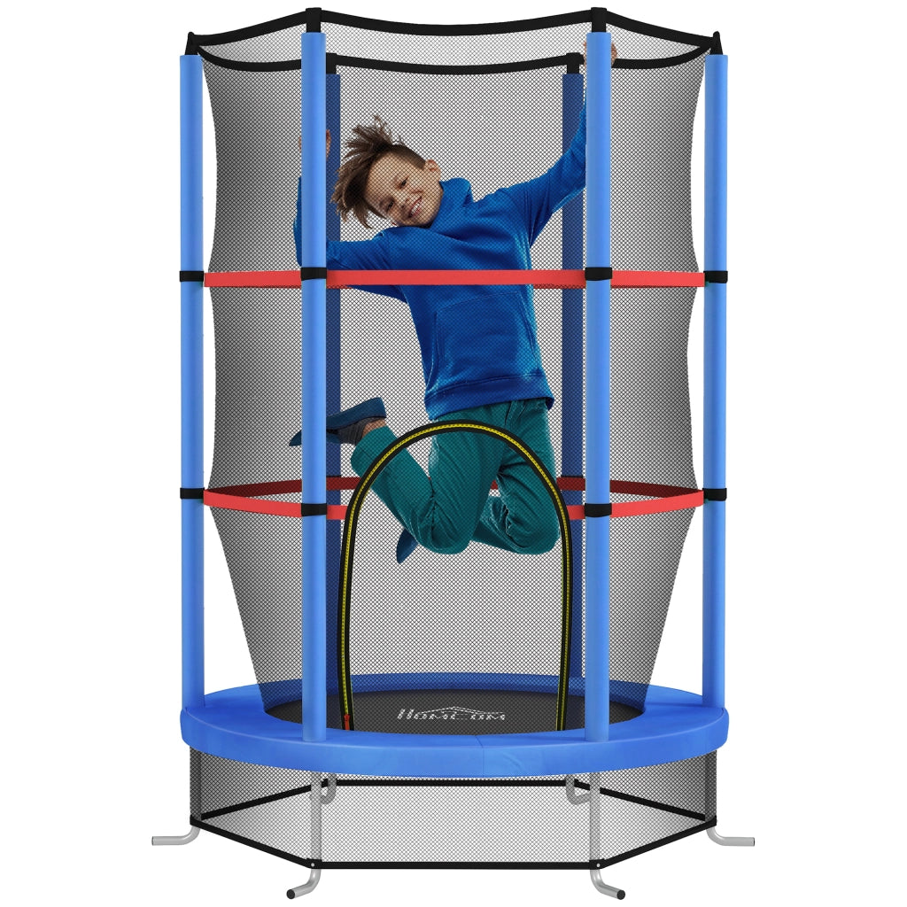 Tappeto Elastico per Bambini con Rete di Protezione ¨C zephmum ¨C Blu e Nero, ?140x190 cm