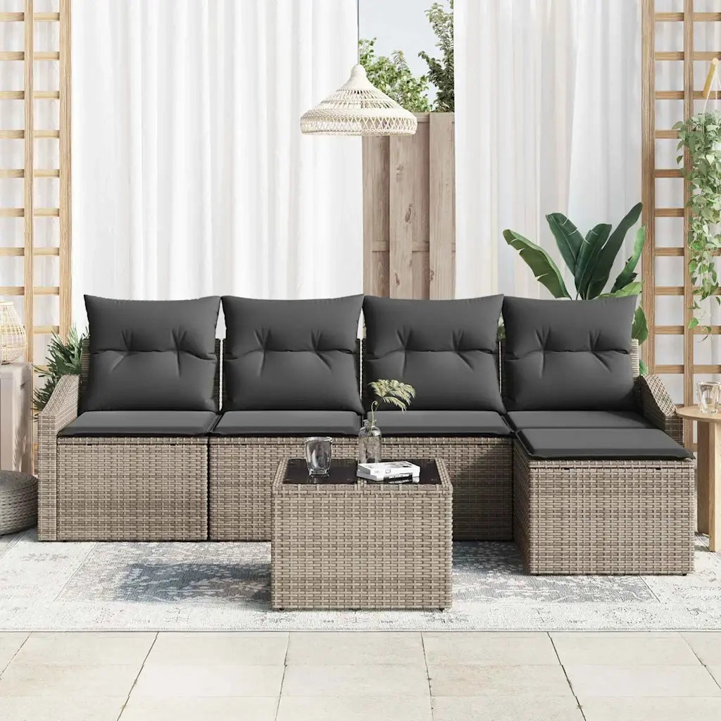 Set di divani con cuscino 6 pcs Grigio polyrattan 3346689