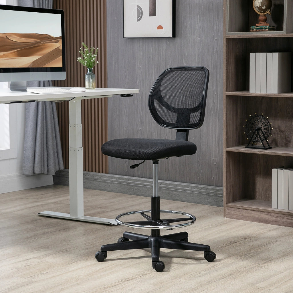 Sedia da ufficio regolabile in altezza con rete e poggiapiedi girevole ¨C Zephmum ¨C Nero 50-70 cm